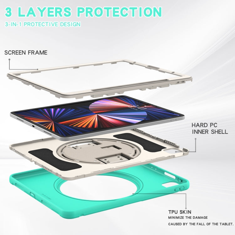 360 Degree Rotation PC + TPU Protective Case with Holder & Hand-strap, For iPad Pro 12.9 2022 / 2021, For iPad Air 4 10.9 / Pro 11 2021/2020/2018