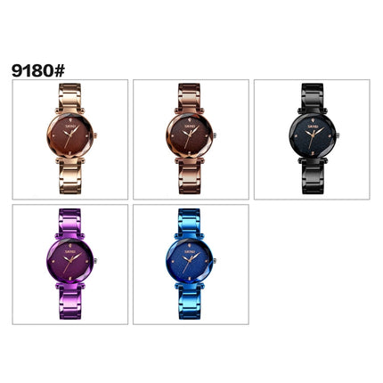 SKMEI 9180 Starry Sky Dial Stainless Steel Strap Quartz Watch for Ladies