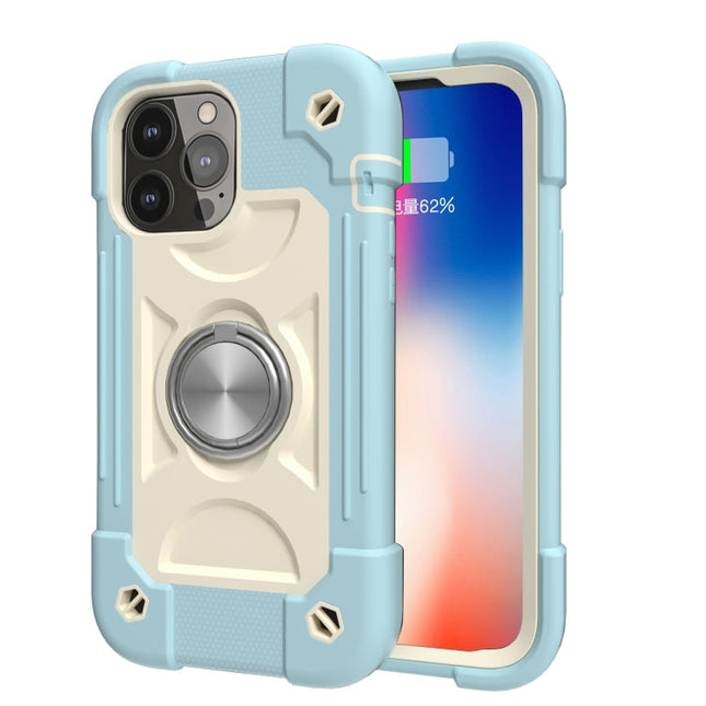 Shockproof Silicone + PC Protective Case with Dual-Ring Holder, For iPhone 13 mini, For iPhone 13