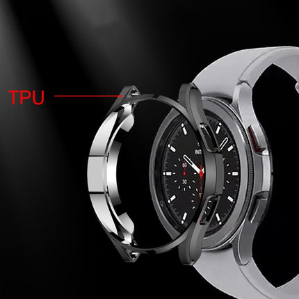Electroplating Hollow Half-pack TPU Protective Case, For Samsung Galaxy Watch4 Classic 42mm, For Samsung Galaxy Watch4 Classic 46mm