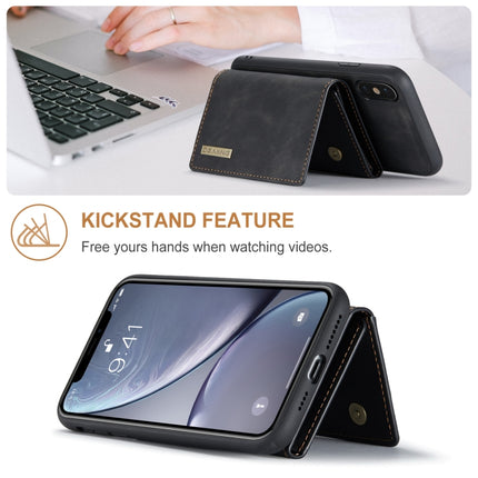 DG.MING M1 Series 3-Fold Multi Card Wallet + Magnetic Back Cover Shockproof Case with Holder Function