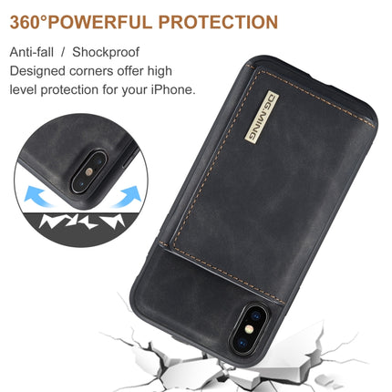 DG.MING M1 Series 3-Fold Multi Card Wallet + Magnetic Back Cover Shockproof Case with Holder Function