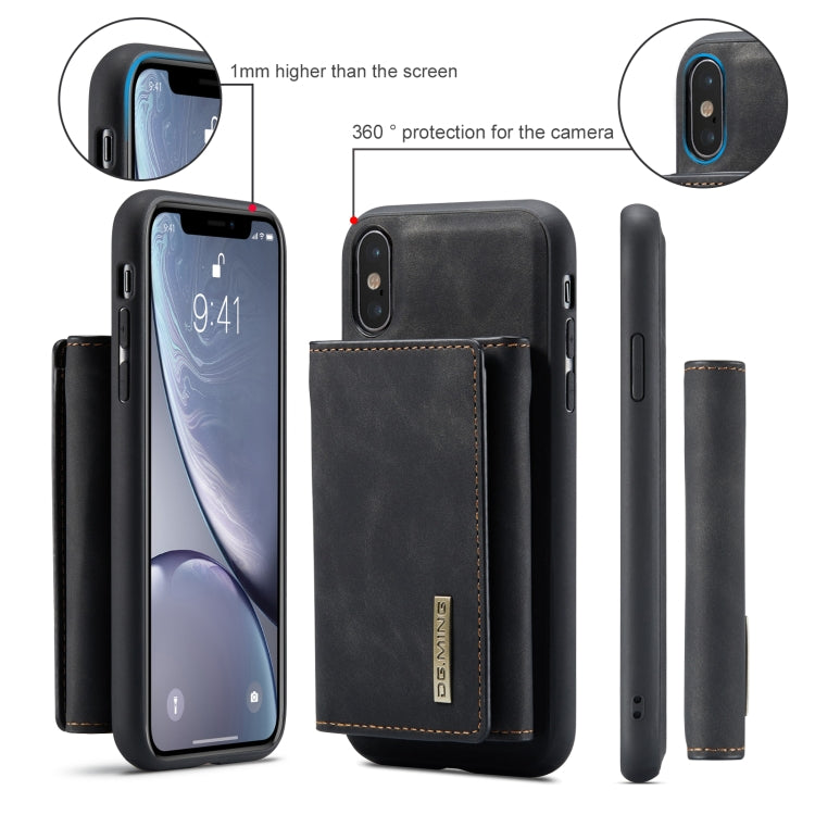 DG.MING M1 Series 3-Fold Multi Card Wallet + Magnetic Back Cover Shockproof Case with Holder Function, For iPhone X, For iPhone XS, For iPhone XS Max