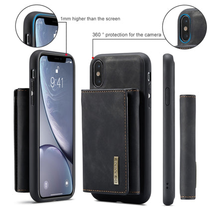DG.MING M1 Series 3-Fold Multi Card Wallet + Magnetic Back Cover Shockproof Case with Holder Function