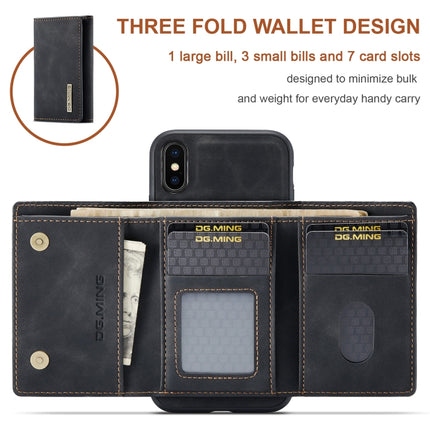 DG.MING M1 Series 3-Fold Multi Card Wallet + Magnetic Back Cover Shockproof Case with Holder Function