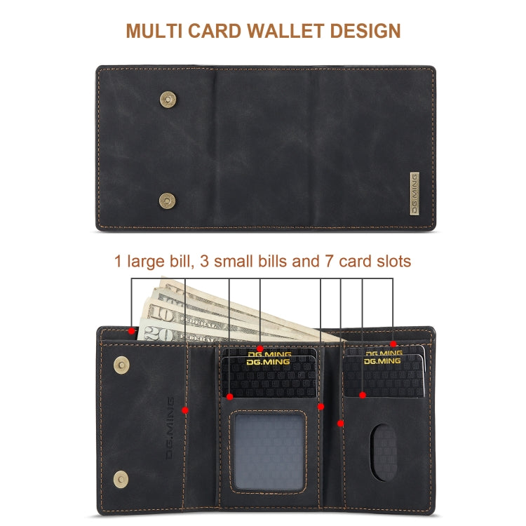 DG.MING M1 Series 3-Fold Multi Card Wallet + Magnetic Back Cover Shockproof Case with Holder Function, For iPhone X, For iPhone XS, For iPhone XS Max