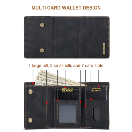 DG.MING M1 Series 3-Fold Multi Card Wallet + Magnetic Back Cover Shockproof Case with Holder Function