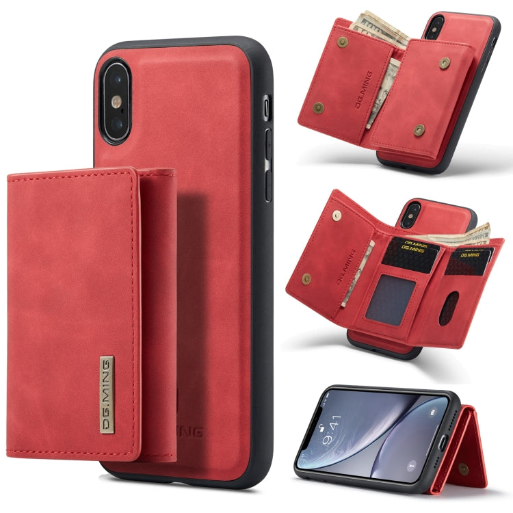 DG.MING M1 Series 3-Fold Multi Card Wallet + Magnetic Back Cover Shockproof Case with Holder Function, For iPhone X, For iPhone XS, For iPhone XS Max