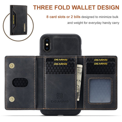 DG.MING M2 Series 3-Fold Multi Card Bag + Magnetic Back Cover Shockproof Case with Wallet & Holder Function, For iPhone X, For iPhone XS, For iPhone XS Max