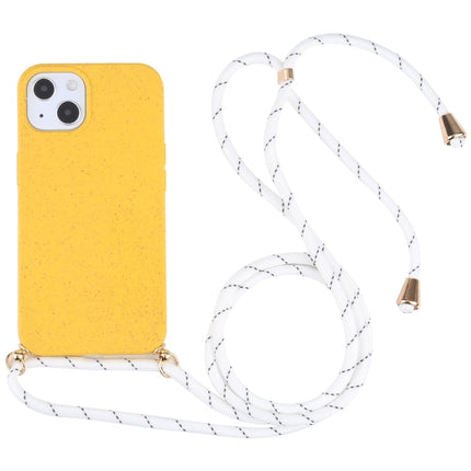 Wheat Straw Material + TPU Shockproof Case with Neck Lanyard, For iPhone 13 mini, For iPhone 13, For iPhone 13 Pro