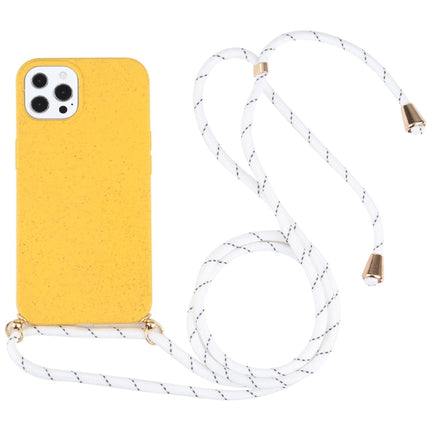 Wheat Straw Material + TPU Shockproof Case with Neck Lanyard, For iPhone 13 Pro Max