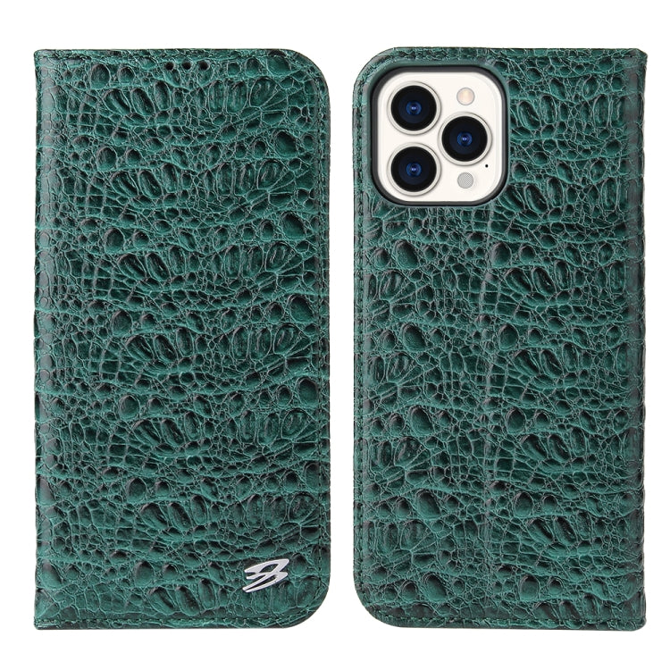 Fierre Shann Crocodile Texture Magnetic Horizontal Flip Genuine Leather Case with Holder & Card Slot, For iPhone 13 mini, For iPhone 13, For iPhone 13 Pro, For iPhone 13 Pro Max