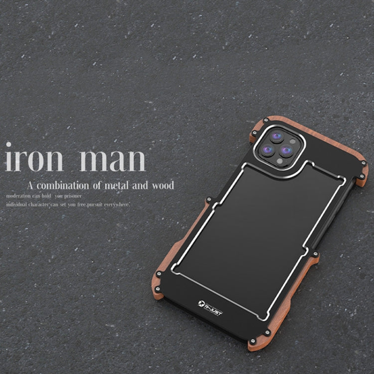 R-JUST Ironwood Man Shockproof Metal + Wood Bumper Protective Case, For iPhone 13 mini, For iPhone 13, For iPhone 13 Pro, For iPhone 13 Pro Max