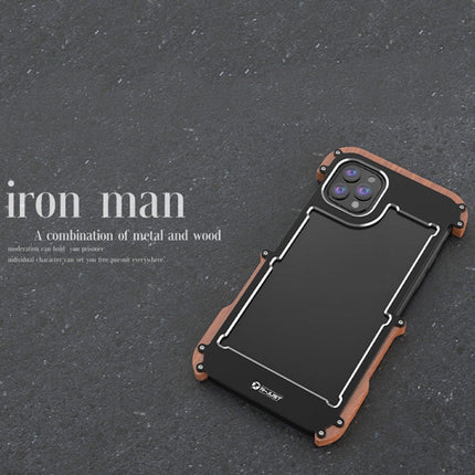 R-JUST Ironwood Man Shockproof Metal + Wood Bumper Protective Case, For iPhone 13, For iPhone 13 Pro, For iPhone 13 Pro Max