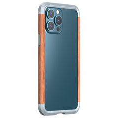 R-JUST Shockproof Iron + Wood Bumper Protective Case, For iPhone 13, For iPhone 13 Pro, For iPhone 13 Pro Max