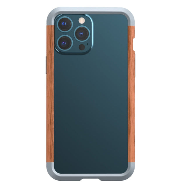 R-JUST Shockproof Iron + Wood Bumper Protective Case, For iPhone 13 Pro Max