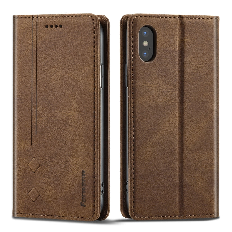 Forwenw F2 Series Magnetic Horizontal Flip Leather Case with Holder & Card Slots & Wallet, For iPhone XR, For iPhone XS Max