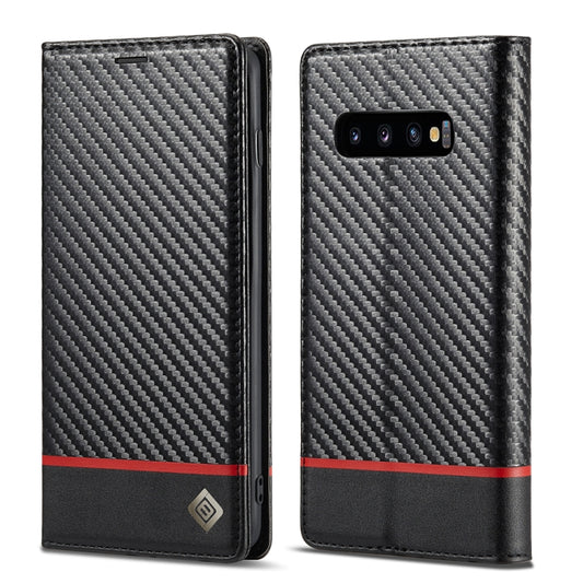 LC.IMEEKE Carbon Fiber PU + TPU Horizontal Flip Leather Case with Holder & Card Slot & Wallet, For Samsung Galaxy S10, For Samsung Galaxy S10+, For Samsung Galaxy S20, For Samsung Galaxy S20+, For Samsung Galaxy S20 FE, For Samsung Galaxy S21 5G