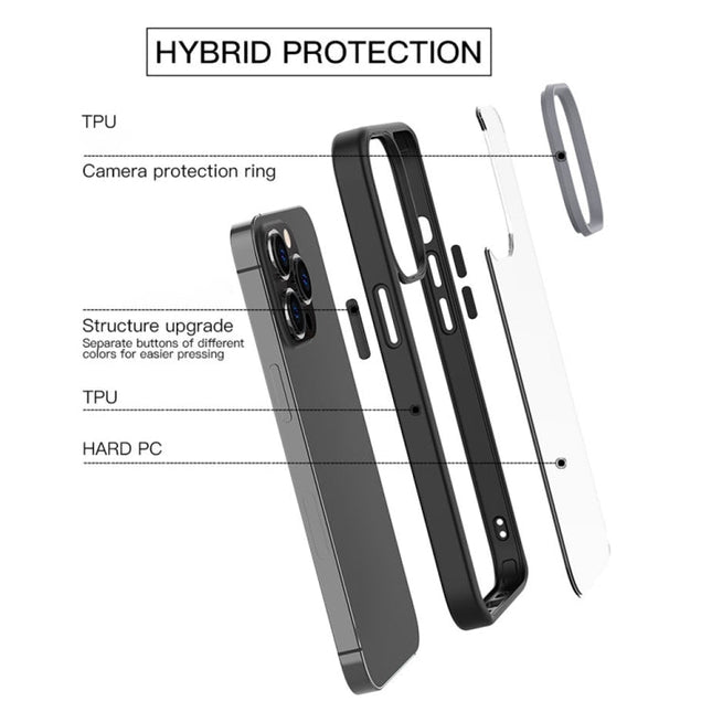 Ming Shield Hybrid Frosted Transparent PC + TPU Scratchproof Shockproof Case, For iPhone 13 mini, For iPhone 13, For iPhone 13 Pro