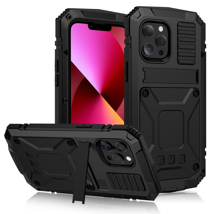 R-JUST Shockproof Waterproof Dust-proof Metal + Silicone Protective Case with Holder, For iPhone 13, For iPhone 13 Pro, For iPhone 13 Pro Max, For iPhone 13 mini