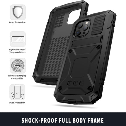 R-JUST Shockproof Waterproof Dust-proof Metal + Silicone Protective Case with Holder, For iPhone 13, For iPhone 13 Pro, For iPhone 13 Pro Max, For iPhone 13 mini