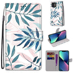 For iPhone 13 mini / Pink Green Leaf