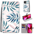 For iPhone 13 / Pink Green Leaf