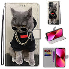For iPhone 13 / B09 Golden Chain Grey Cat