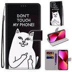 For iPhone 13 / Middle Finger White Cat