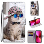For iPhone 13 / Slant Hat Blue Mirror Cat