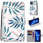 For iPhone 13 Pro / Pink Green Leaf