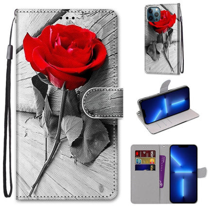Coloured Drawing Cross Texture Horizontal Flip PU Leather Case with Holder & Card Slots & Wallet & Lanyard, For iPhone 13 Pro Max