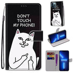 For iPhone 13 Pro Max / Middle Finger White Cat