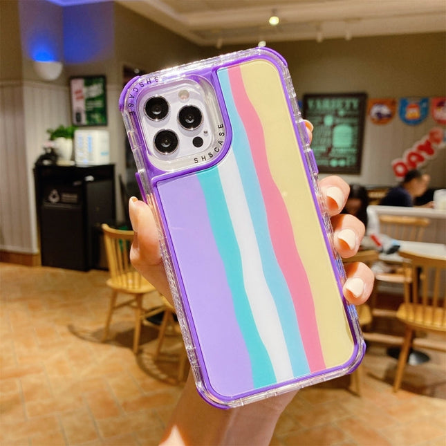 Rainbow TPU + PC Glass Shockproof Case, For iPhone 13, For iPhone 13 Pro, For iPhone 13 Pro Max, For iPhone 12 / 12 Pro, For iPhone 12 Pro Max, For iPhone 11, For iPhone 11 Pro, For iPhone 11 Pro Max
