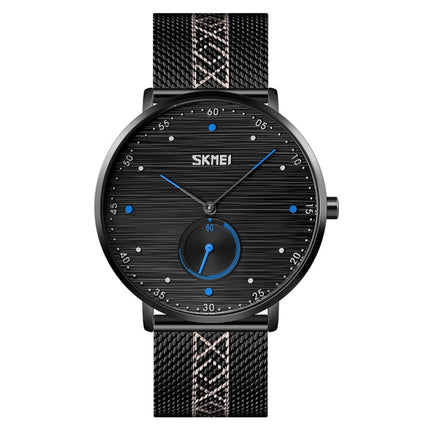 SKMEI 9218 Men Horizontal Striped Arabic Numeral Dial Mesh Belt Quartz Watch