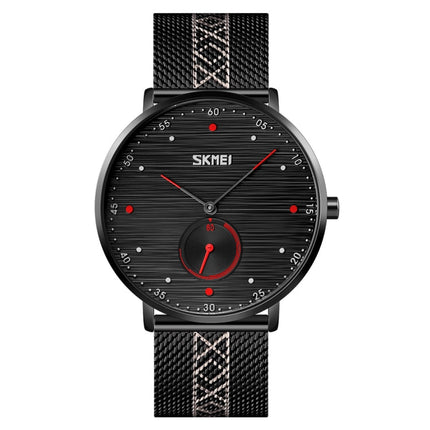 SKMEI 9218 Men Horizontal Striped Arabic Numeral Dial Mesh Belt Quartz Watch