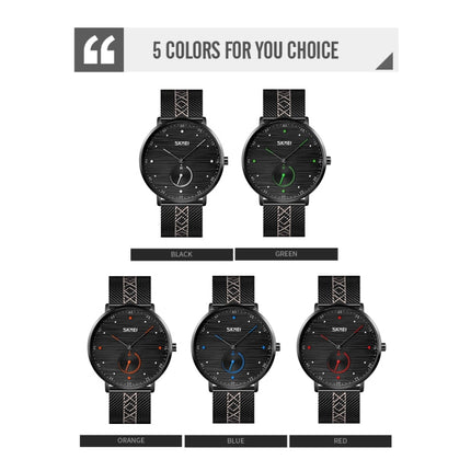 SKMEI 9218 Men Horizontal Striped Arabic Numeral Dial Mesh Belt Quartz Watch