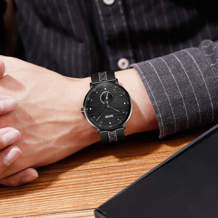 SKMEI 9218 Men Horizontal Striped Arabic Numeral Dial Mesh Belt Quartz Watch