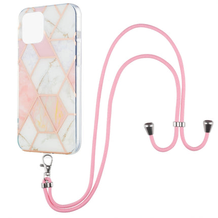Electroplating Splicing Marble Pattern Dual-side IMD TPU Shockproof Case with Neck Lanyard, For iPhone 13 mini, For iPhone 13, For iPhone 13 Pro, For iPhone 13 Pro Max