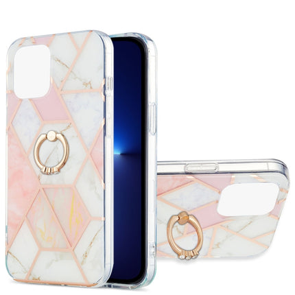 Electroplating Splicing Marble Pattern Dual-side IMD TPU Shockproof Case with Ring Holder, For iPhone 13 mini, For iPhone 13, For iPhone 13 Pro, For iPhone 13 Pro Max