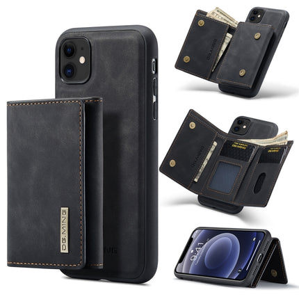 DG.MING M1 Series 3-Fold Multi Card Wallet + Magnetic Back Cover Shockproof Case with Holder Function
