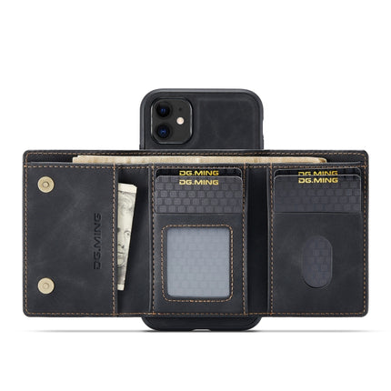 DG.MING M1 Series 3-Fold Multi Card Wallet + Magnetic Back Cover Shockproof Case with Holder Function