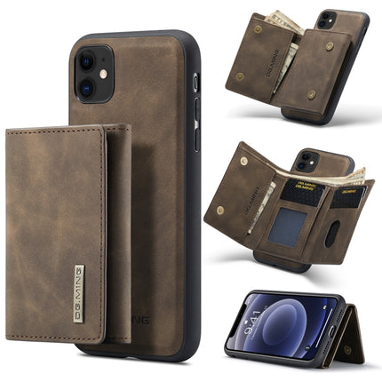 DG.MING M1 Series 3-Fold Multi Card Wallet + Magnetic Back Cover Shockproof Case with Holder Function