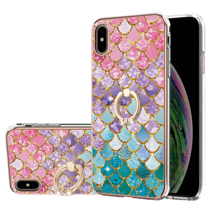 Electroplating Pattern IMD TPU Shockproof Case with Rhinestone Ring Holder, For iPhone XS Max, For iPhone 12 Pro, For iPhone SE 2022 / SE 2020 / 8 / 7, For iPhone 8 Plus / 7 Plus