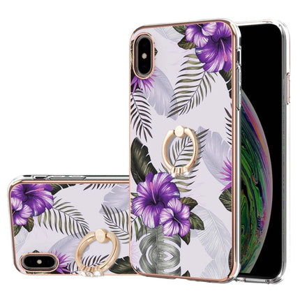 Electroplating Pattern IMD TPU Shockproof Case with Rhinestone Ring Holder, For iPhone XS Max, For iPhone 12 Pro, For iPhone SE 2022 / SE 2020 / 8 / 7, For iPhone 8 Plus / 7 Plus