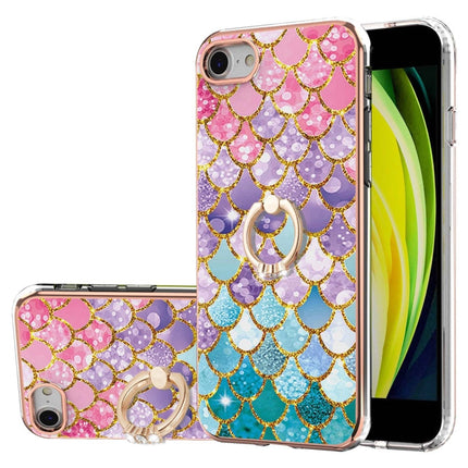 Electroplating Pattern IMD TPU Shockproof Case with Rhinestone Ring Holder, For iPhone XS Max, For iPhone 12 Pro, For iPhone SE 2022 / SE 2020 / 8 / 7, For iPhone 8 Plus / 7 Plus