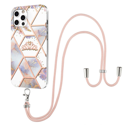 Electroplating Splicing Marble Flower Pattern TPU Shockproof Case with Lanyard, For iPhone 12 Pro Max, For iPhone 11, For iPhone 11 Pro, For iPhone 11 Pro Max, For iPhone XS / X, For iPhone XR