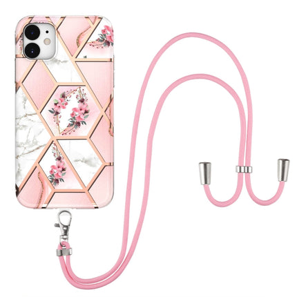 Electroplating Splicing Marble Flower Pattern TPU Shockproof Case with Lanyard, For iPhone 12 Pro Max, For iPhone 11, For iPhone 11 Pro, For iPhone 11 Pro Max, For iPhone XS / X, For iPhone XR