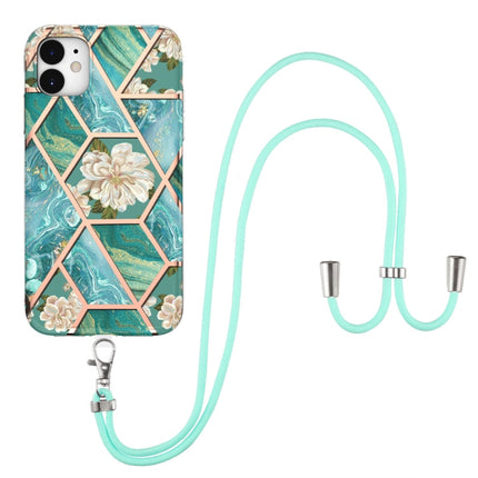 Electroplating Splicing Marble Flower Pattern TPU Shockproof Case with Lanyard, For iPhone 12 Pro Max, For iPhone 11, For iPhone 11 Pro, For iPhone 11 Pro Max, For iPhone XS / X, For iPhone XR