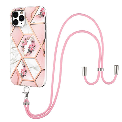 Electroplating Splicing Marble Flower Pattern TPU Shockproof Case with Lanyard, For iPhone 12 Pro Max, For iPhone 11, For iPhone 11 Pro, For iPhone 11 Pro Max, For iPhone XS / X, For iPhone XR